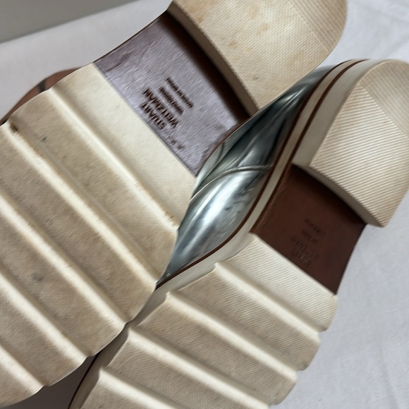 Stuart Weitzman silver lace up oxford loafers with small lug sole - Picture 4 of 6